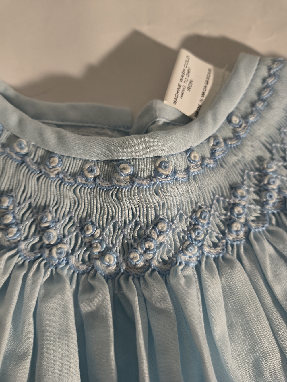 Luli & Me Light Blue Smocked Floral Blouse